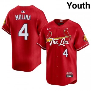 Yadier Molina #4 STL Cardinals City Connect Baseball Jersey | Premium Youth Red Stitch Edition 56149825