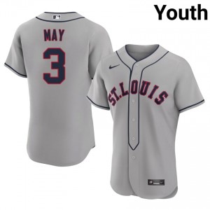 Dustin May #3 St. Louis Baseball Jersey | Authentic Youth Grey Stitched Edition 56149440