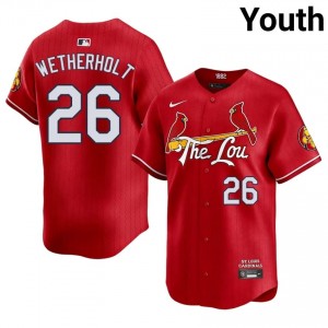 #26 JJ Wetherholt Pro-Grade Youth Baseball Jersey | St. Louis Grey Fan Gear 56150022