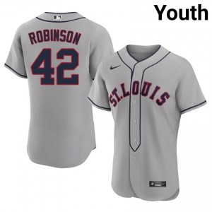 #42 Jackie Robinson Elite Youth Baseball Jersey | St. Louis Grey Fan Gear 56149992