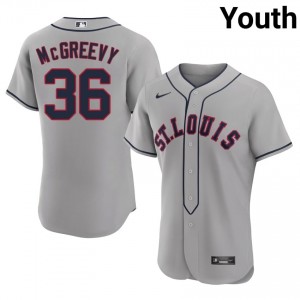 #36 Michael McGreevy Elite Youth Baseball Jersey | St. Louis Grey Fan Gear 56149452