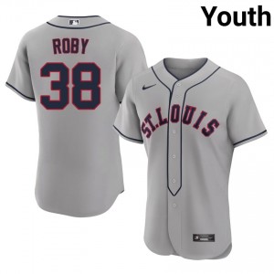 #38 Tekoah Roby Authentic Youth Baseball Jersey | St. Louis Grey Fan Gear 56149512