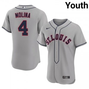 Youth Yadier Molina #4 Grey Stitched Jersey | St. Louis Pro-Grade Baseball Gear 56149824